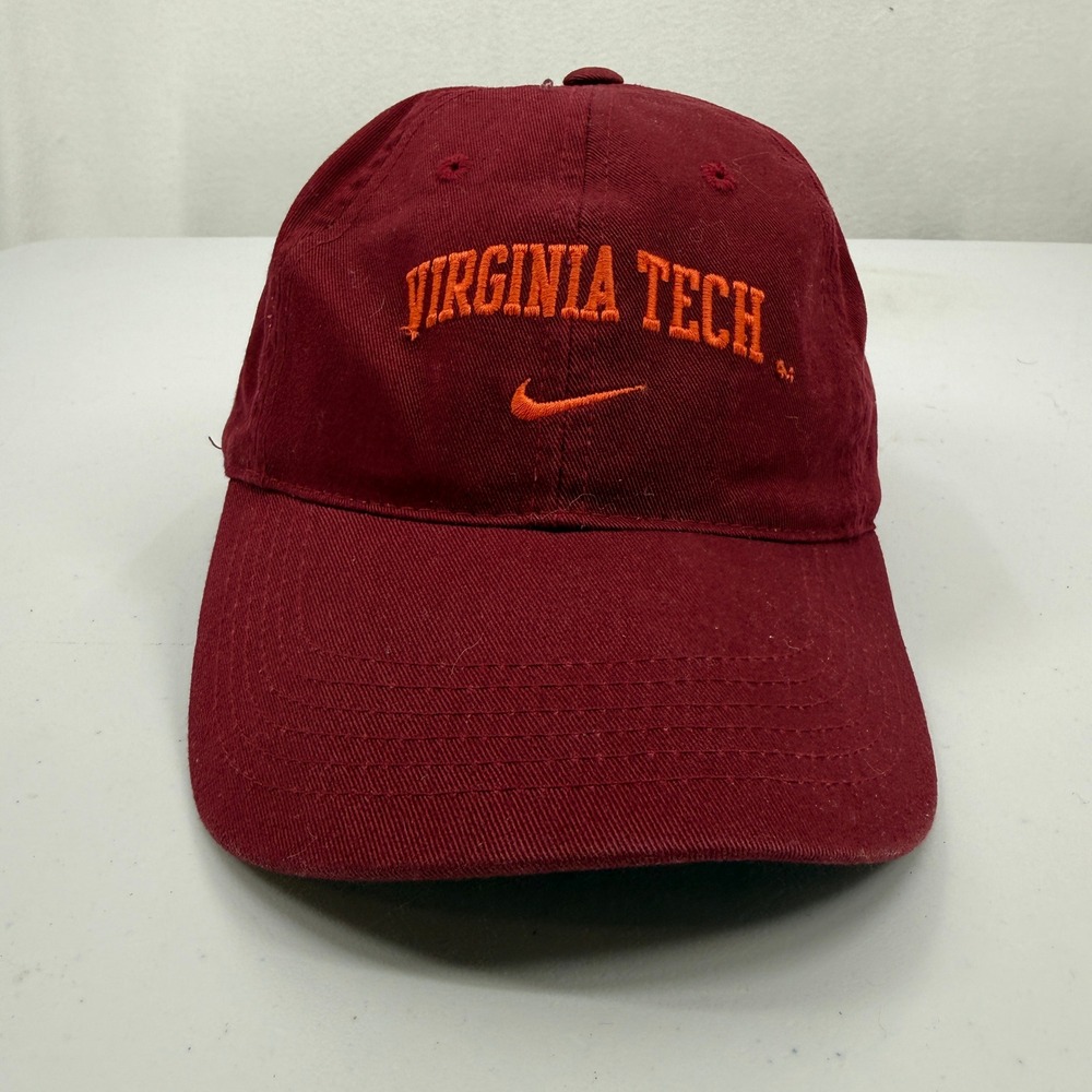 Nike Virginia Tech Hat Mens Vintage Maroon Hokies Embroidered Adjustable Cap Y2K